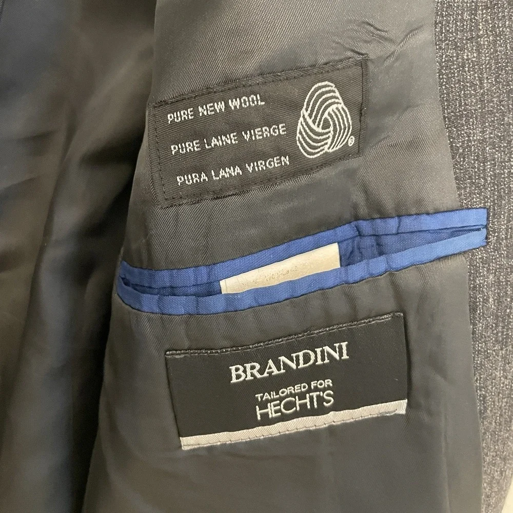 Brandini Pure Wool Blazer 41R Dark Gray Made in Canada Workwear Sport Coat